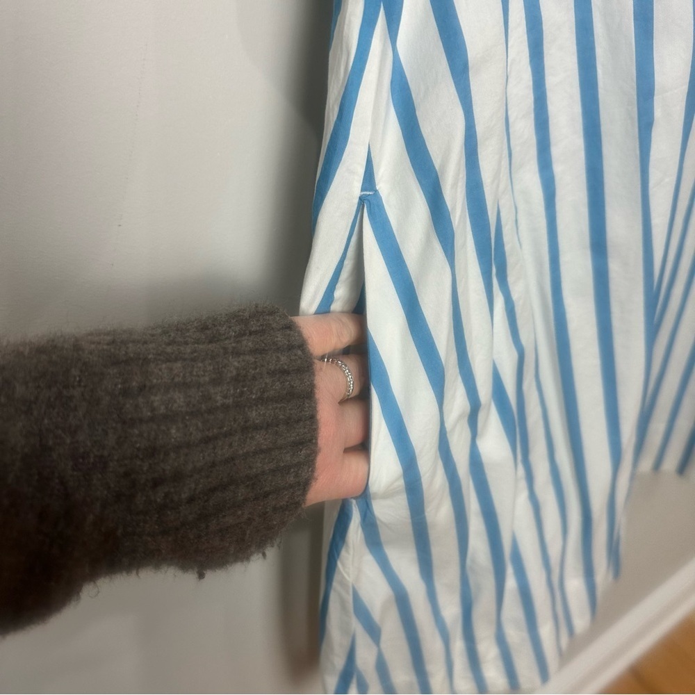 Old Navy Swing Shirtdress White blue stripe nautical short sleeve - Picture 7 of 10